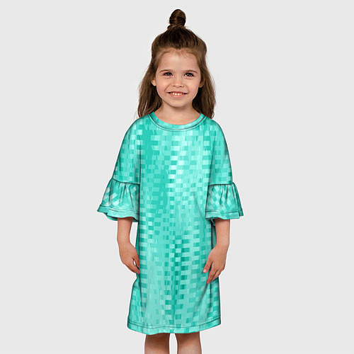 Детское платье Светлый бирюзовый абстрактный полосочки / 3D-принт – фото 3