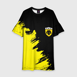 Платье клеш для девочки AEK sport color yellow, цвет: 3D-принт