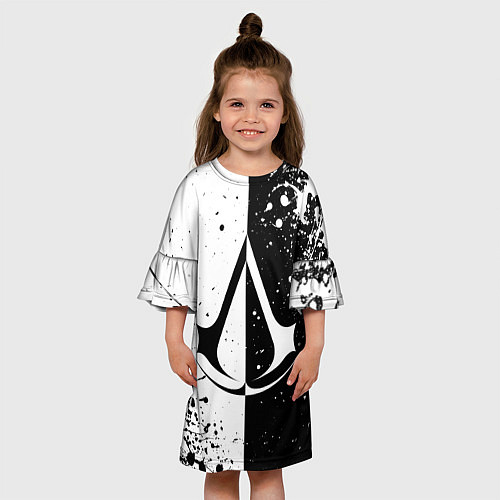 Детское платье Assasins Creed - black and white / 3D-принт – фото 3