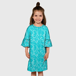 Платье клеш для девочки Бело-голубой паттерн квадратики, цвет: 3D-принт — фото 2