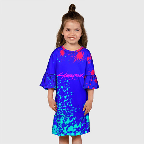 Детское платье Cyberpunk neon steel / 3D-принт – фото 3