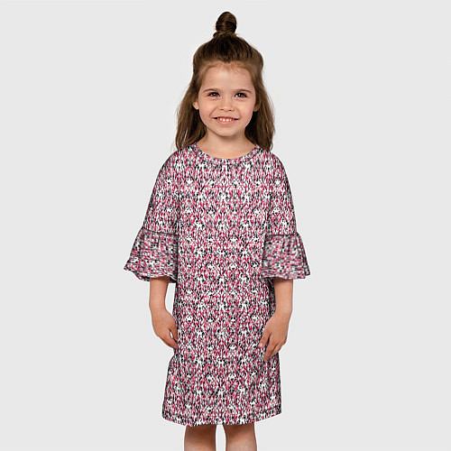 Детское платье Нежный узор бело-розовый / 3D-принт – фото 3