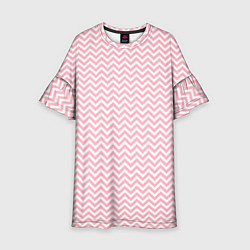 Платье клеш для девочки Белый в розовые ломаные полосы, цвет: 3D-принт