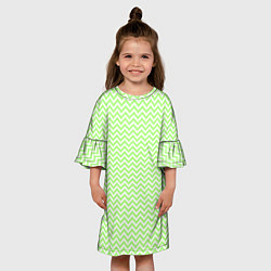 Платье клеш для девочки Светло-зелёный ломаные полосы, цвет: 3D-принт — фото 2