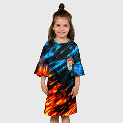 Платье клеш для девочки СССР битва стихий, цвет: 3D-принт — фото 2