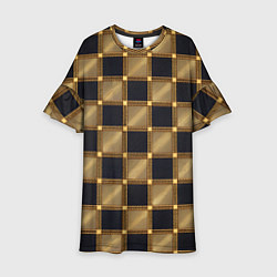 Платье клеш для девочки Узор в шахматную клетку из квадратов, цвет: 3D-принт