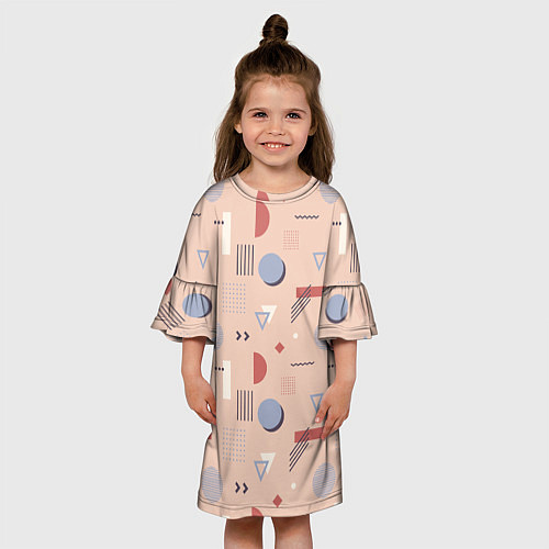 Детское платье Мемфис геометрия в пастельных тонах / 3D-принт – фото 3