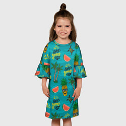 Платье клеш для девочки Enjoy summer pattern - pineapple, цвет: 3D-принт — фото 2