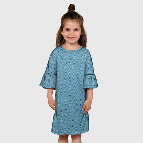 Детское платье Тёмный голубой текстурированный волнистый / 3D-принт – фото 3