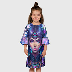 Платье клеш для девочки Девушка самурай фэнтези стайл - big pictures, цвет: 3D-принт — фото 2