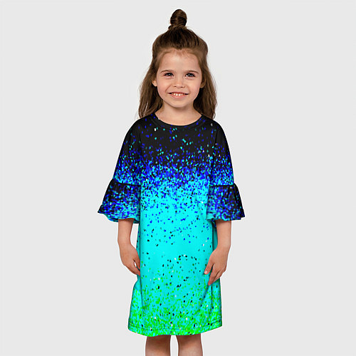 Детское платье Пикселизация неоновых цветов / 3D-принт – фото 3