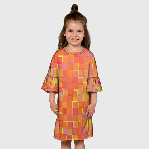 Детское платье Россыпь оранжевых квадратов / 3D-принт – фото 3