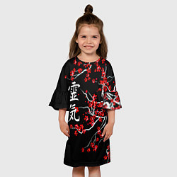 Платье клеш для девочки Цветы сакуры, цвет: 3D-принт — фото 2