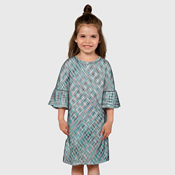 Платье клеш для девочки Светлый серо-голубой текстурированный, цвет: 3D-принт — фото 2