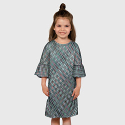 Платье клеш для девочки Тёмный бирюзовый текстурированный, цвет: 3D-принт — фото 2