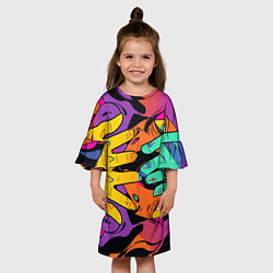 Платье клеш для девочки Психоделические руки, цвет: 3D-принт — фото 2