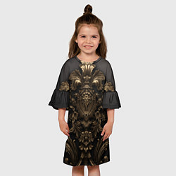 Платье клеш для девочки Золотистая корона и узоры, цвет: 3D-принт — фото 2