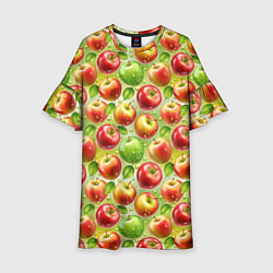 Платье клеш для девочки Натуральные яблоки паттерн, цвет: 3D-принт