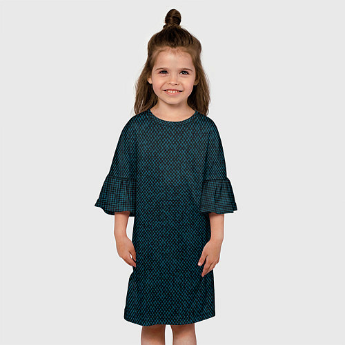 Детское платье Текстурированный чёрно-бирюзовый / 3D-принт – фото 3