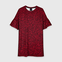 Платье клеш для девочки Текстурированный красно-чёрный, цвет: 3D-принт