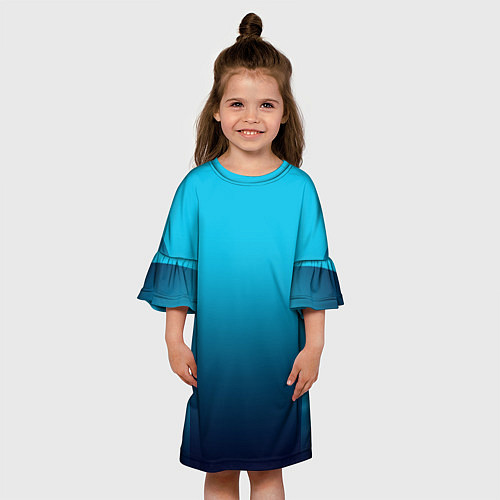 Детское платье Яркий голубой с синим градиент комбинированный кро / 3D-принт – фото 3