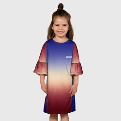 Платье клеш для девочки Красный-синий градиентный узор, цвет: 3D-принт — фото 2