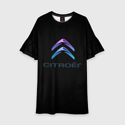 Платье клеш для девочки Citroen logo neon, цвет: 3D-принт