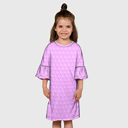 Платье клеш для девочки Розовый паттерн розовые бантики, цвет: 3D-принт — фото 2