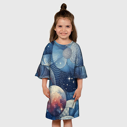 Детское платье Космический пэчворк - нейросеть / 3D-принт – фото 3