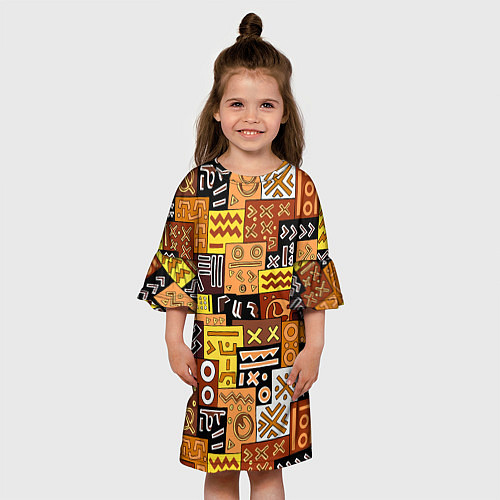 Детское платье Африканские этнический коллаж / 3D-принт – фото 3
