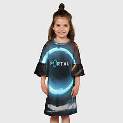 Платье клеш для девочки Portal logo game, цвет: 3D-принт — фото 2