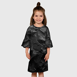Платье клеш для девочки Текстура темной скалы, цвет: 3D-принт — фото 2