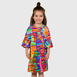 Платье клеш для девочки Абстрактная полноцветная живопись, цвет: 3D-принт — фото 2