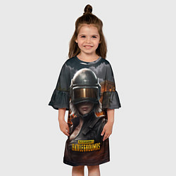 Платье клеш для девочки PUBG девушка в шлеме, цвет: 3D-принт — фото 2