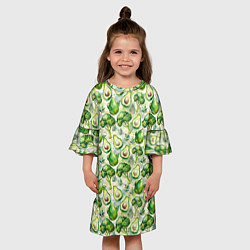 Платье клеш для девочки Авокадо и брокколи, цвет: 3D-принт — фото 2
