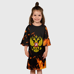 Платье клеш для девочки Россия огненные краски, цвет: 3D-принт — фото 2