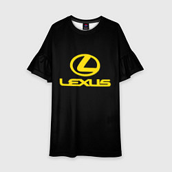 Платье клеш для девочки Lexus yellow logo, цвет: 3D-принт