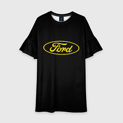 Платье клеш для девочки Ford logo yellow, цвет: 3D-принт