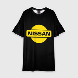 Платье клеш для девочки Nissan yellow logo, цвет: 3D-принт