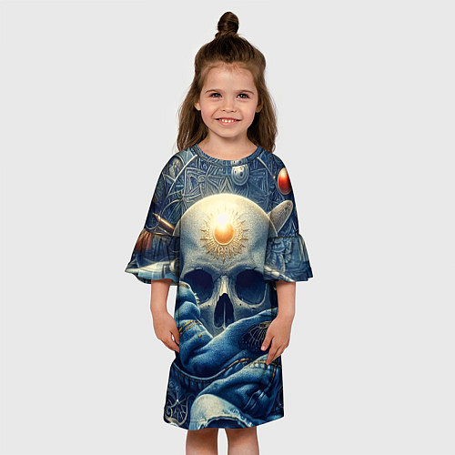 Детское платье Авангардная композиция с черепом - нейросеть / 3D-принт – фото 3