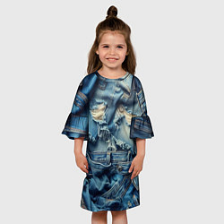 Платье клеш для девочки Denim rags - fashion trend, цвет: 3D-принт — фото 2