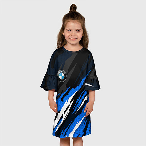 Детское платье БМВ - синий гексагон / 3D-принт – фото 3