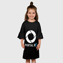 Платье клеш для девочки Portal2 logo game, цвет: 3D-принт — фото 2