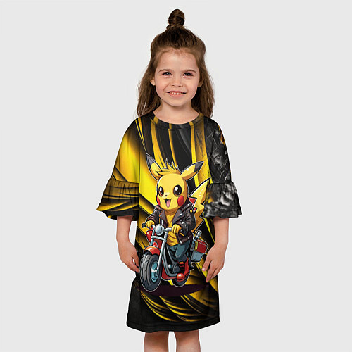 Детское платье Пикачу на красном мотоцикле / 3D-принт – фото 3