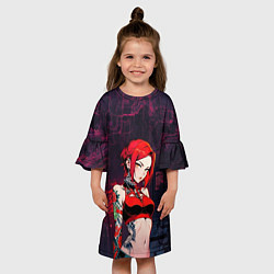 Платье клеш для девочки Рыжая девушка с татуировками, цвет: 3D-принт — фото 2