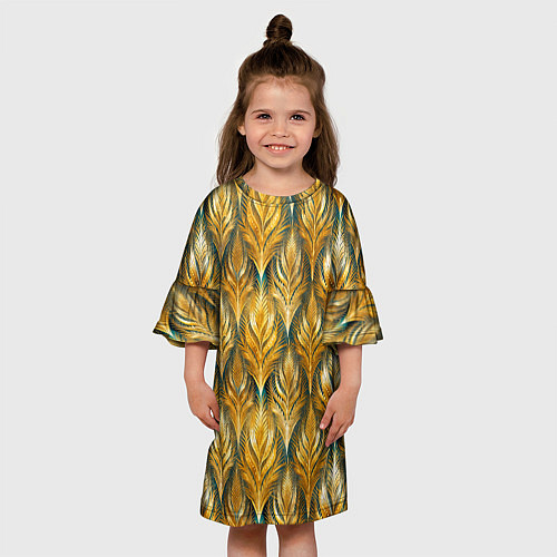 Детское платье Золото осени травинки / 3D-принт – фото 3