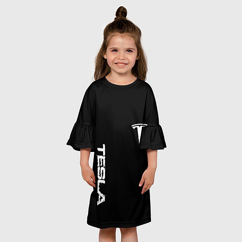 Детское платье Tesla logo white / 3D-принт – фото 3