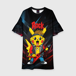 Платье клеш для девочки Радостный Пикачу рок звезда, цвет: 3D-принт