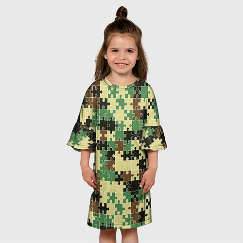 Детское платье Красочный камуфляжный пазл / 3D-принт – фото 3