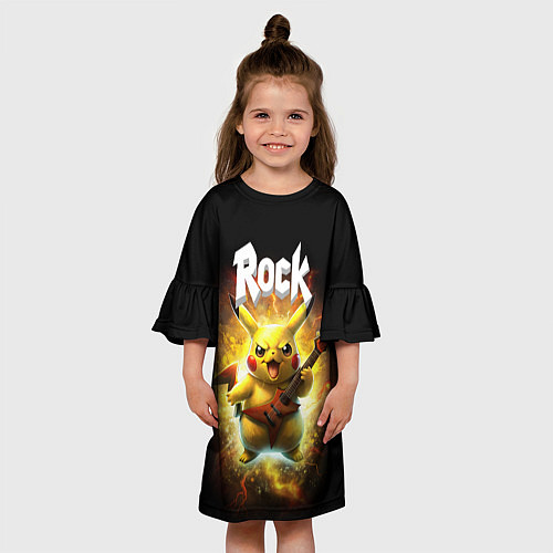 Детское платье Пикачу рокер с электрогитарой / 3D-принт – фото 3